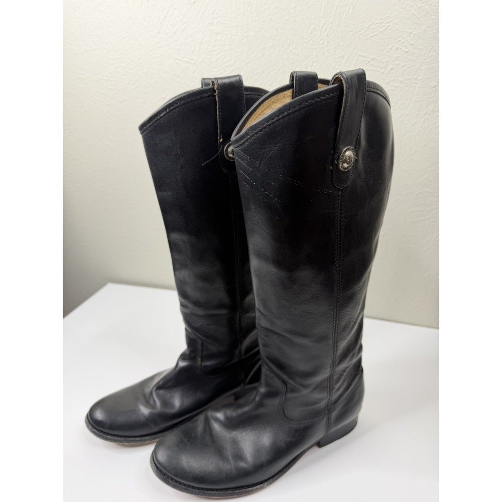 Frye Boots Womens 7.5 B Melissa Button Knee High Tall Riding 77167 Black Leather
